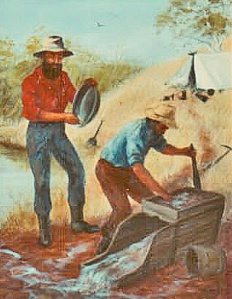 Gold prospectors - Oil painting by Julie Duell