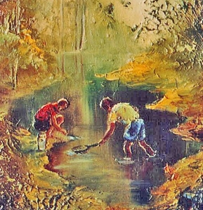 Naturalists at work..Oil painting by Julie Duell